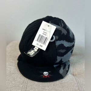 Dakine Winter Hat Toque Beanie Stocking Cap w/ Short Bill Skull Logo Vintage NWT